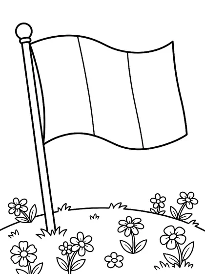 Dibujo en blanco y negro de bandera de Francia para colorear