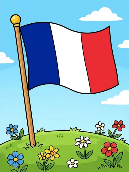 Modelo en color de bandera de Francia para colorear