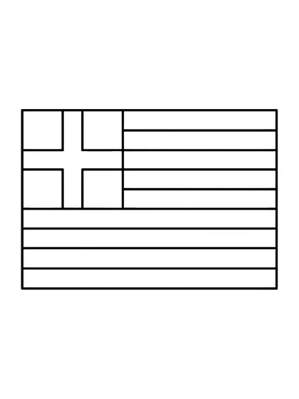 Dibujo en blanco y negro de bandera de Grecia para colorear