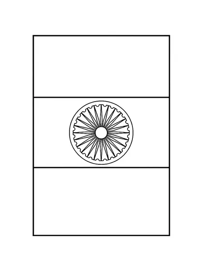 Black-and-white coloring page of the India flag
