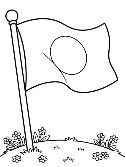 Black-and-white coloring page of the Japan flag