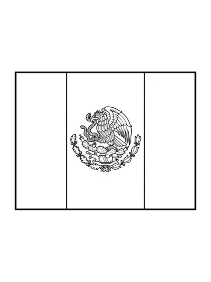 Black-and-white coloring page of the Mexico flag