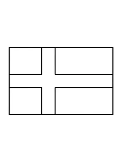 Dibujo en blanco y negro de bandera de Suecia para colorear