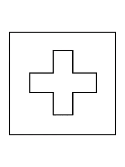 Dibujo en blanco y negro de bandera de Suiza para colorear